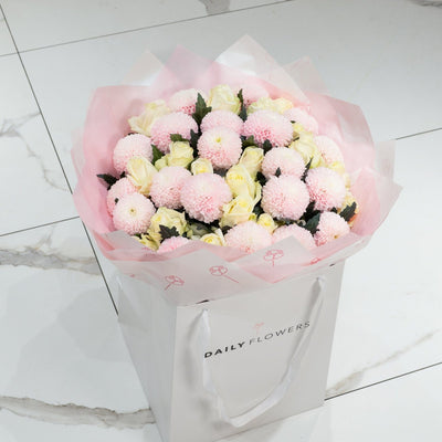 Pink Snow Princess bouquet close-up Daily Flowers