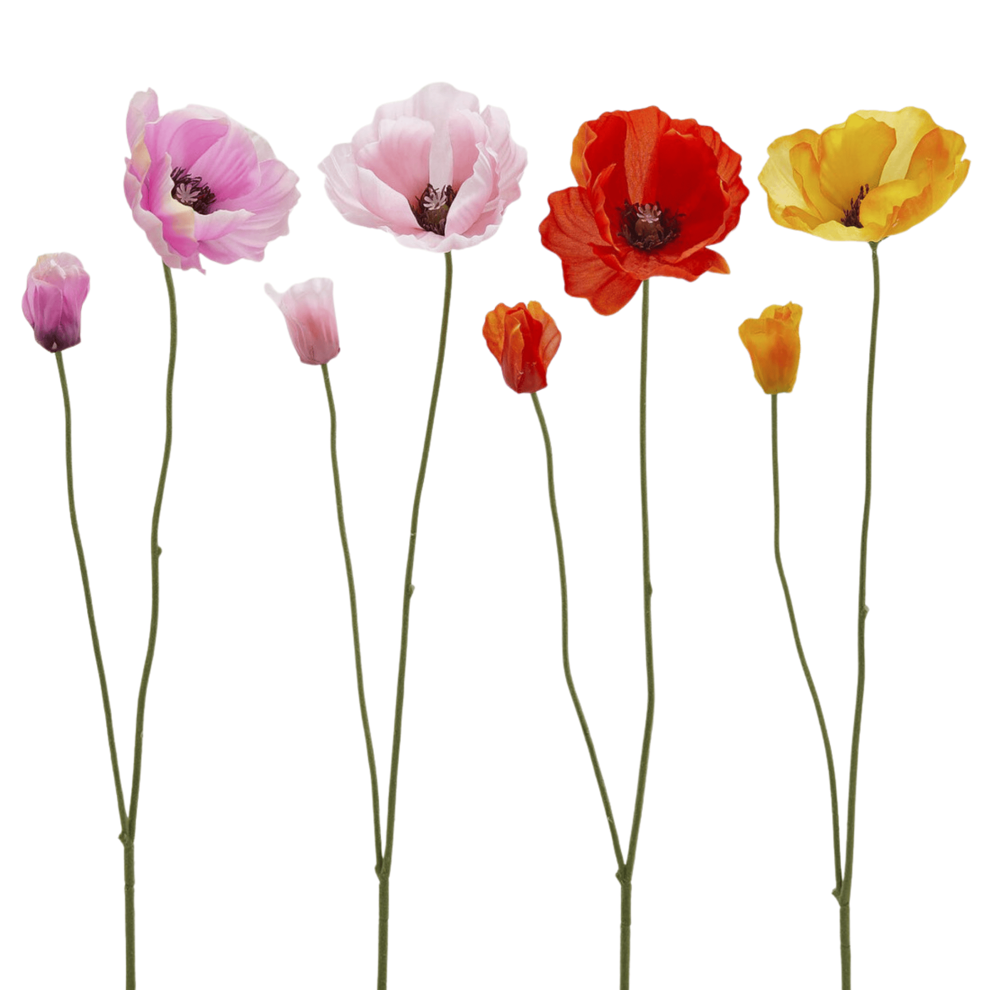 Artificial Poppy Stem - Rainbow Mix