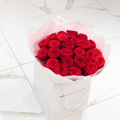 Red roses bouquet product shot Daily Flowers