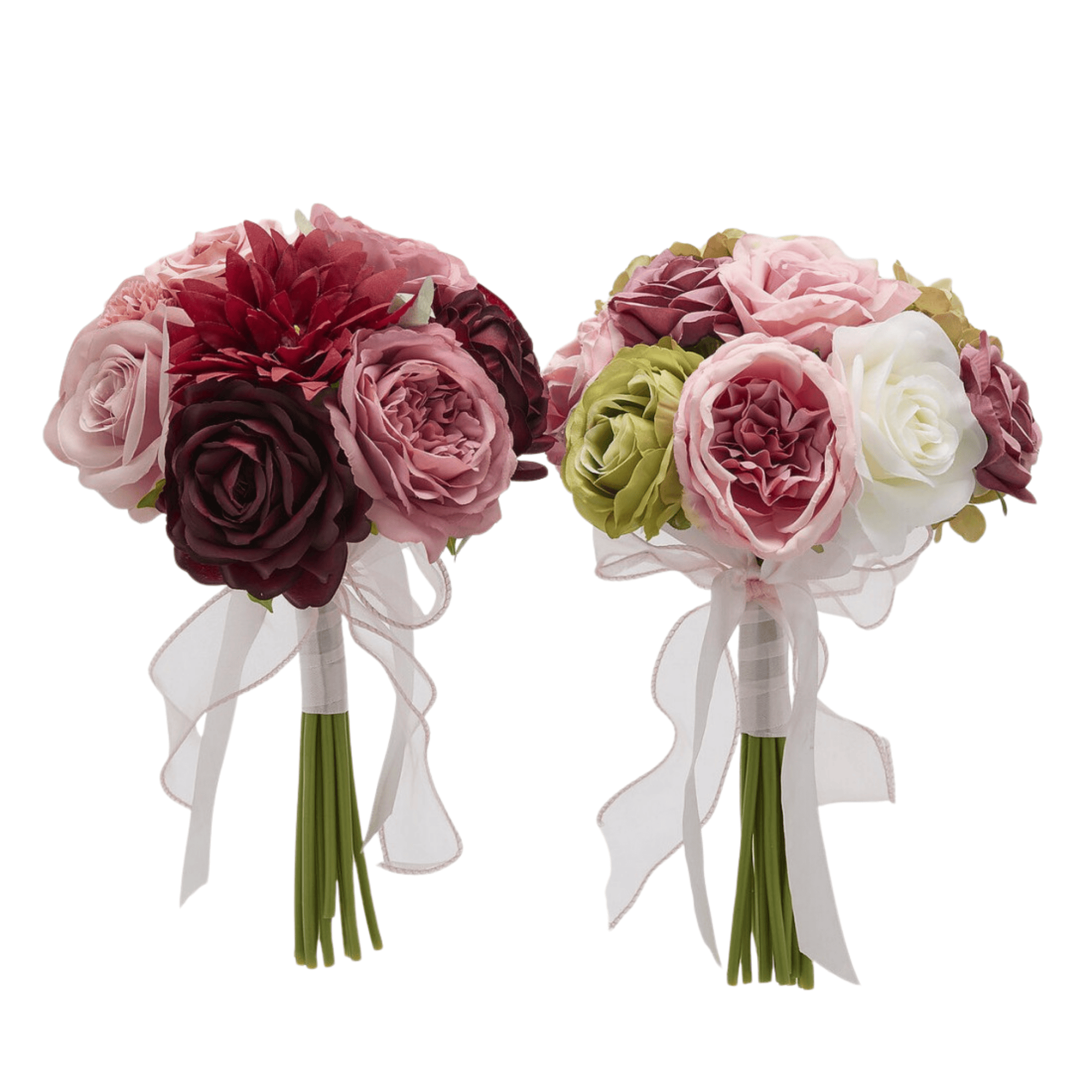 Artificial Rose Bouquet - Burgundy Mix and Sage Mix