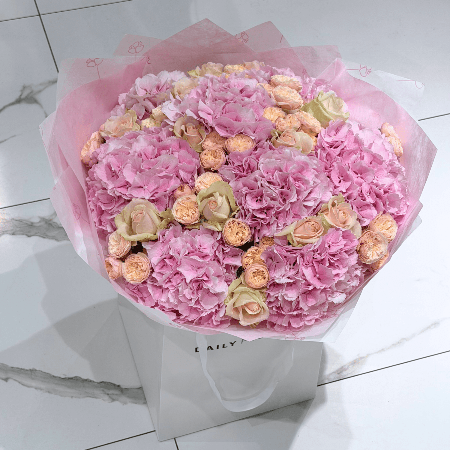 Royal Princess Blush bouquet with roses by Daily Flowers