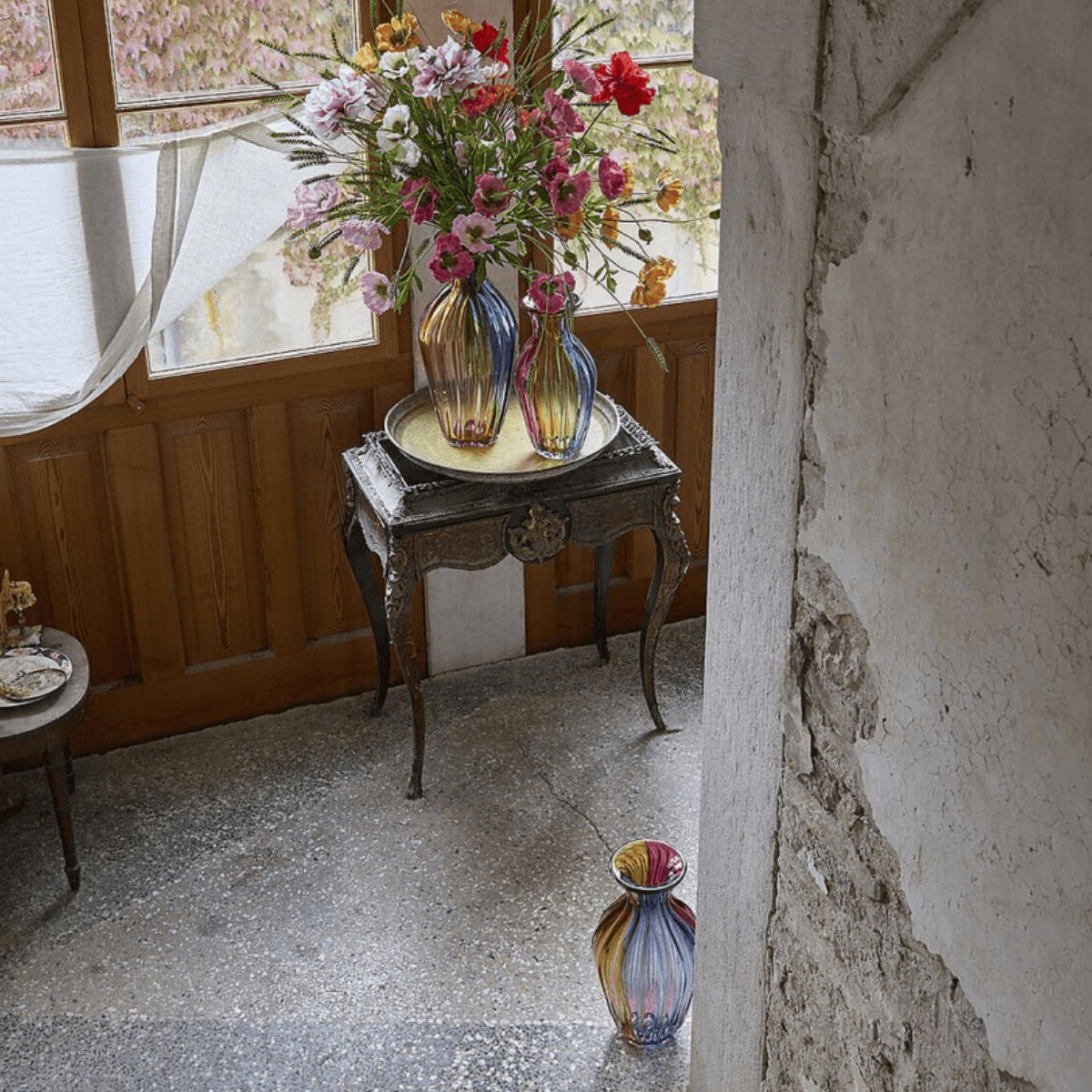 Rainbow Anfora flower vase angle
