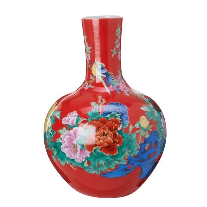 Red ball body flower vase