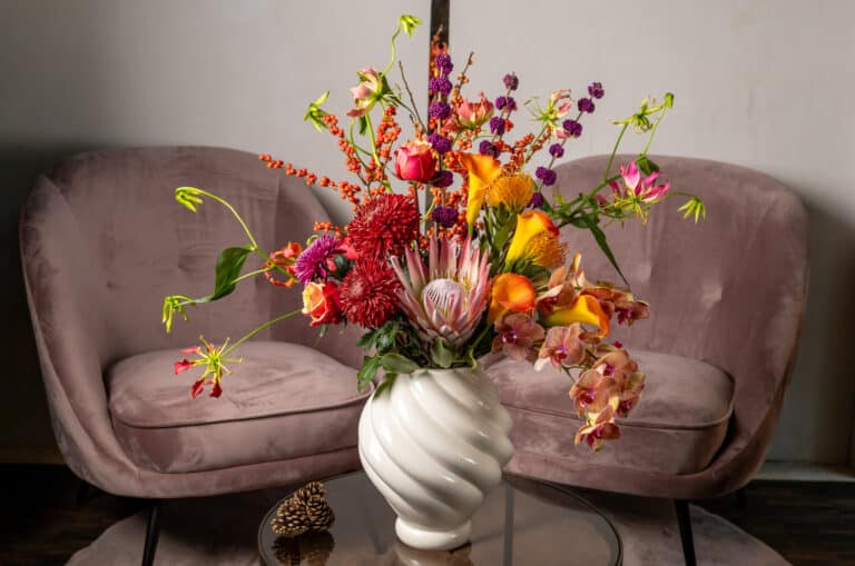 Winter arrangement in vase